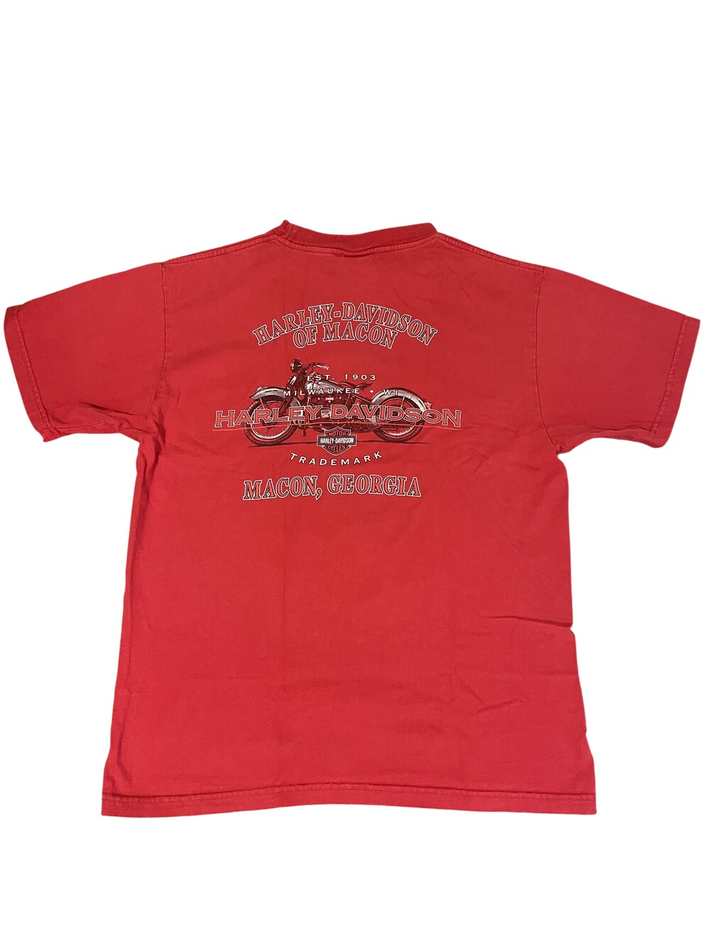 Harley-Davidson Shirt Mens Large Red Bar & Shield Graphic Tee Macon GA